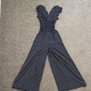 Max Studio Midnight Blue Patterned Jumpsuit
